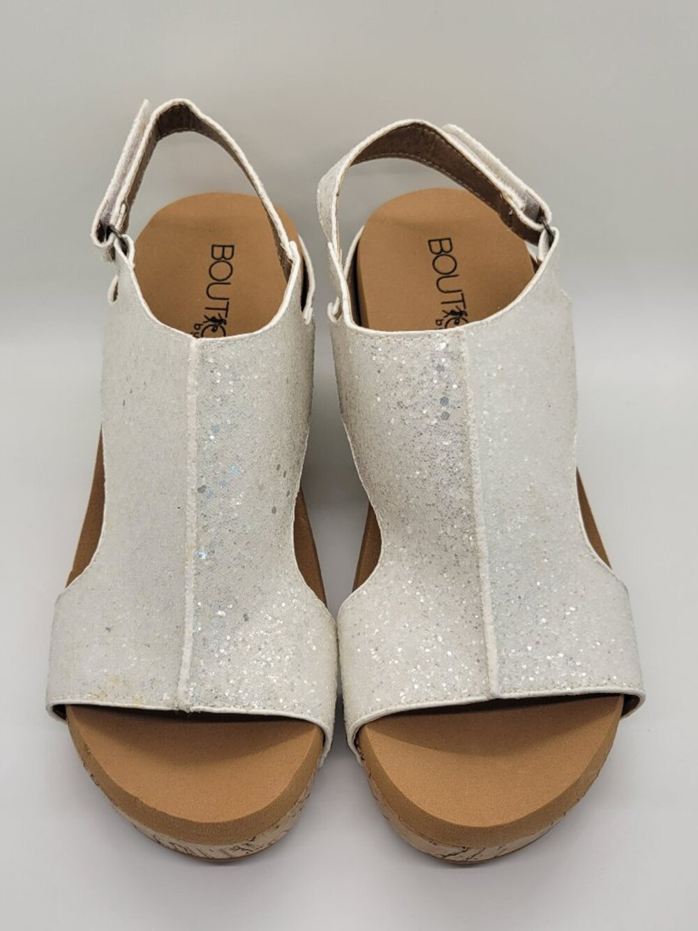 Corkys Carley Women 7 White Glitter Wedge Sandals Studded Platform Espadrille - Picture 6 of 14